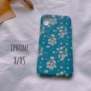 iphoneX/XS iphoneケース 花柄 スマホケース 青 ソフトケース