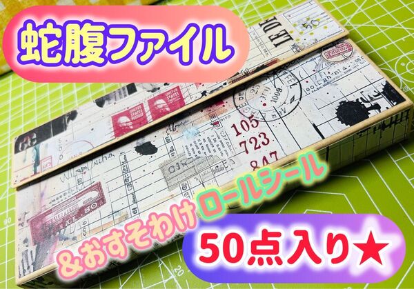 【蛇腹ファイル】ハンドメイド 素材入れ おすそわけ ロールシール50点入り(BR/J-4)★即購入OK★
