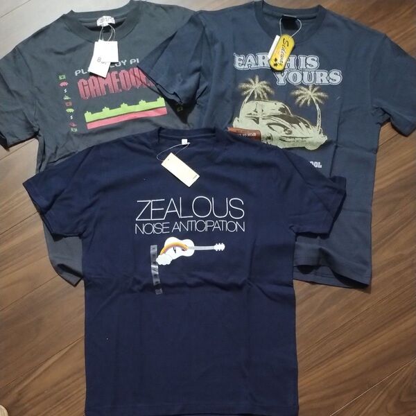 新品タグ付き 半袖 Tシャツ サイズM メンズ ネイビー ブルー系 グレー
