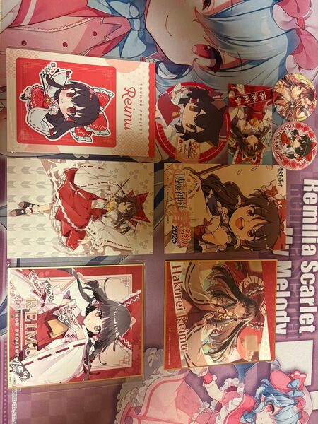 東方project博麗霊夢グッズセット ミニ色紙 ポストカード 缶バッジ