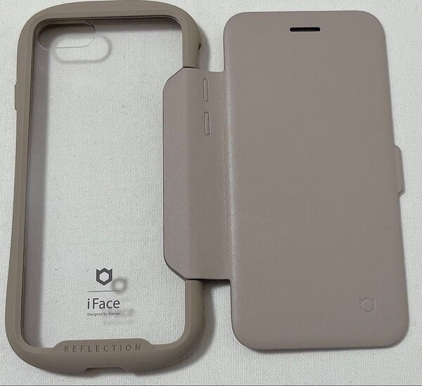 iFace Reflection iPhone SE(第3世代/第2世代)/8/7 ケース 手帳型 クリアケース (ベージュ)