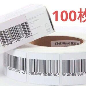 【100枚】 防犯ラベルシール 4×4cm 消去式 万引き防止