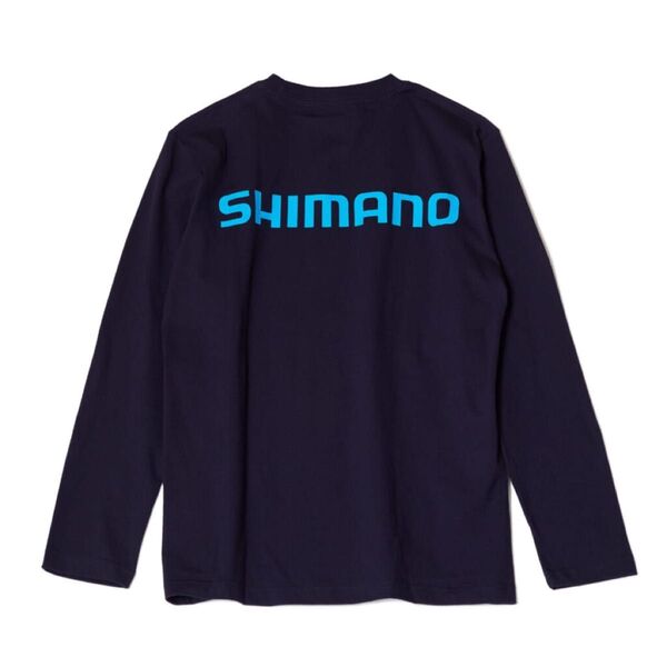 フィッシングショー 限定 シャツ SHIMANO シマノ ロンT ネイビー 背面 ビッグロゴ サイズ L