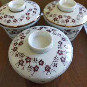 茶碗蒸し 3個セット 梅の花柄 和食器