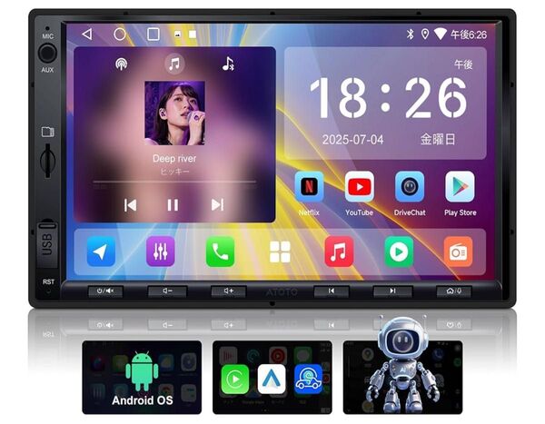 ATOTOZONE Android 2DIN ディスプレイオーディオ、7インチカーナビ, ワイヤレス