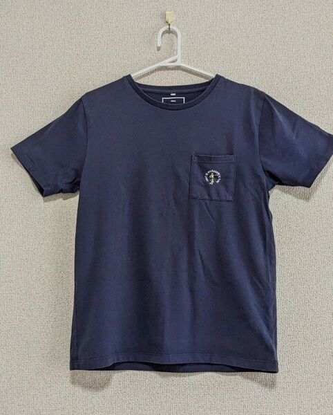 ikka イッカ Tシャツ ワンポイント ポケット M ネイビー
