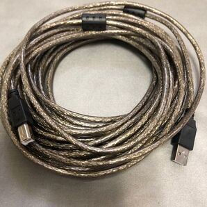 USB2.0ケーブル10m タイプAオス-タイプBオス フェライトコア付き 中古 USBケーブル