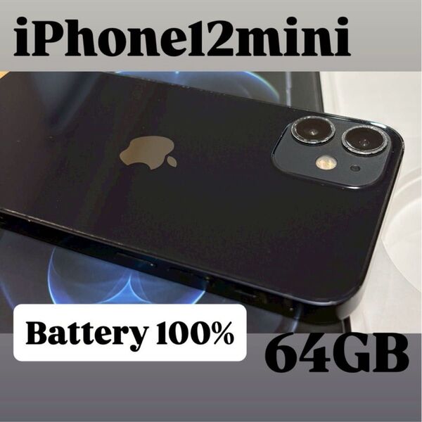 【SIMフリー】【バッテリー100%】iPhone 12 mini ミニ 64GB ブラック