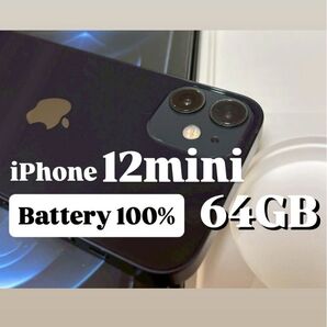 【SIMフリー】【バッテリー100%】iPhone 12mini ミニ ブラック 64GB