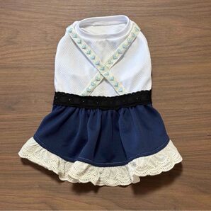 接触冷感 フリルワンピース Sサイズ 犬服 ハンドメイド