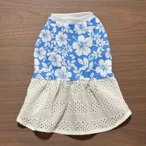 接触冷感 ハワイアン レースワンピース Sサイズ 夏服 ハンドメイド