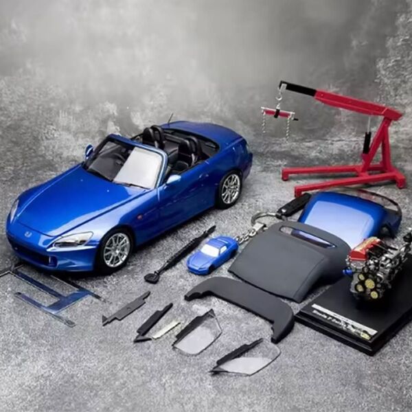 MOTORHELIX 1/18 HONDA S2000 AP2 バルミューダブルーパール エンジン クレーン付属 開閉モデル