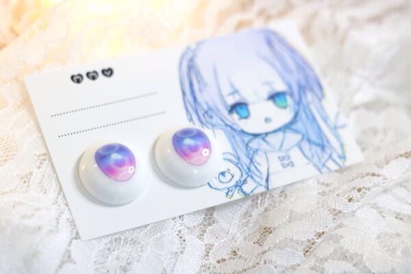 ドール用ラベルアイ 【タイプV2】ネオンピンク 20mm対応MDDなど ドールアイ