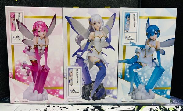 【レム ラム エミリア 3体セット】ジュエルプリンセス 1/7スケールフィギュア Re:ゼロから始める異世界生活 リゼロ