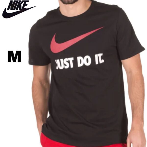 ナイキ NIKE メンズ デカロゴ・ビッグロゴ スポーツウェア 半袖 Tシャツ レッド・赤×黒・ブラック Mサイズ 半袖 トップス