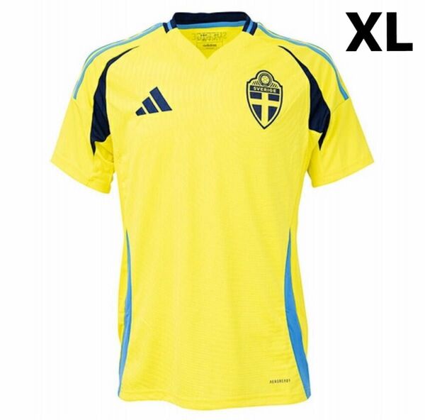 アディダス 2024 スウェーデン代表 ホーム レプリカユニフォーム 大人用 サッカー レプリカシャツ サイズXL
