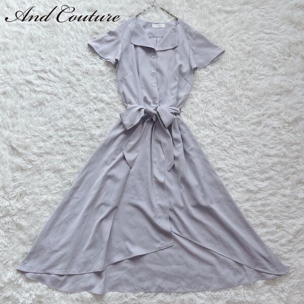 AND COUTURE アンドクチュール M ロングフレアシャツワンピース