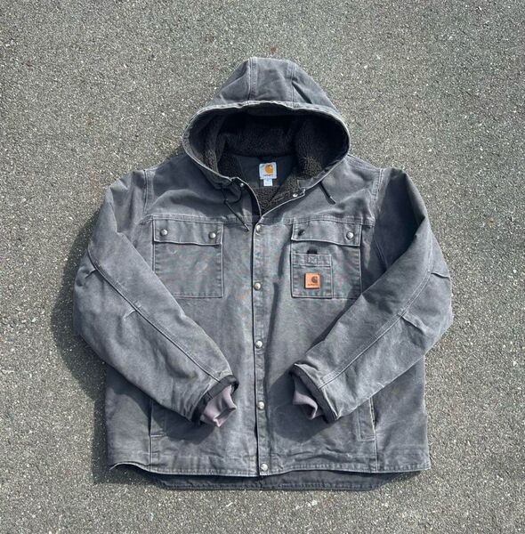 Carhartt 古着 ダックジャケット パーカー フェードブラック XLサイズ