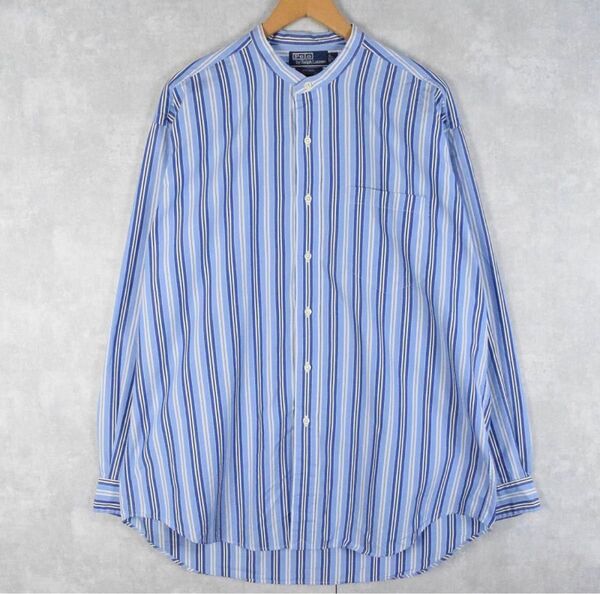 90s POLO Ralph Lauren バンドカラーシャツ L
