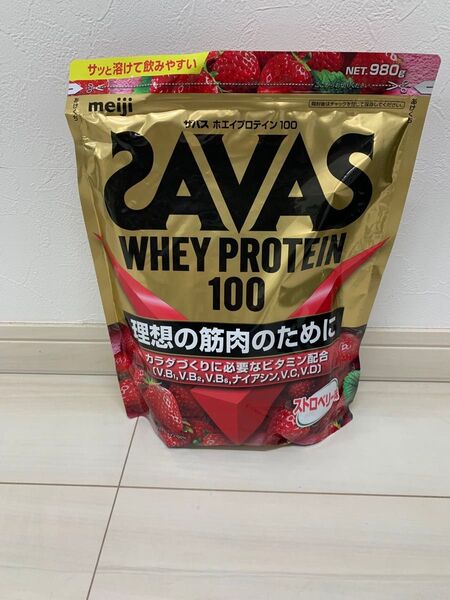 ザバス(SAVAS) ホエイプロテイン100 ストロベリー味 980g 明治