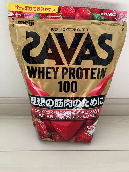 ザバス(SAVAS) ホエイプロテイン100 ストロベリー味 980g 明治