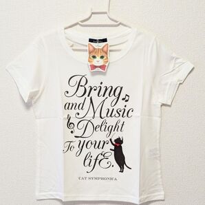 CAT SYMPHONICA レディース Tシャツ 半袖 フリー ネコ 白 猫 ねこ ロゴ 日本製 トップス キャットシンフォニカ