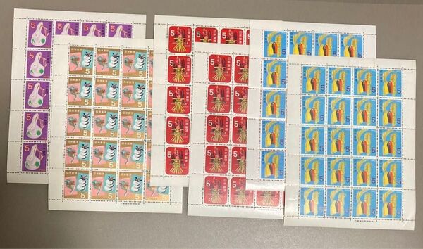 (未使用)お年玉記念切手シート5円 6シート
