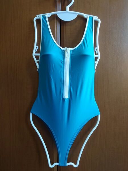wicked weasel バックプリントダークティールxホワイトワンピース水着