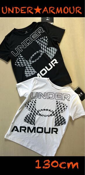 新品タグ付 130㎝アンダーアーマーUNDERARMOUR Tシャツ2枚組 ブラック×ホワイト