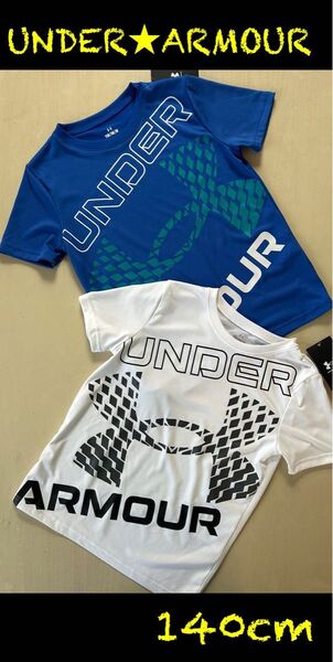 新品タグ付 140㎝アンダーアーマーUNDERARMOUR Tシャツ2枚組 ブルー×ホワイト