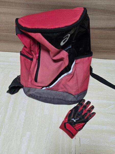 野球 リュック ジュニア アシックス バット収納可 バックパック 約26L ジュニア用 おまけ付