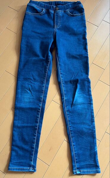 GU 裏起毛 スキニーデニムパンツ 160