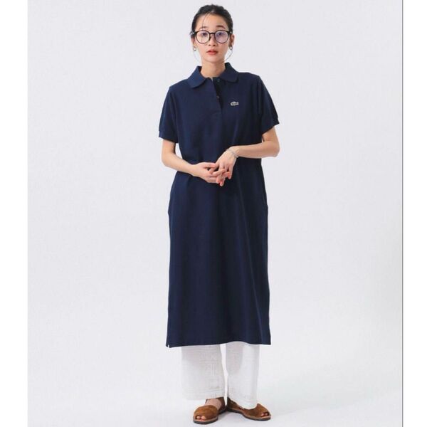 LACOSTE × BEAMS BOY ロング ポロ ワンピース ネイビー ラコステ ビームスボーイ