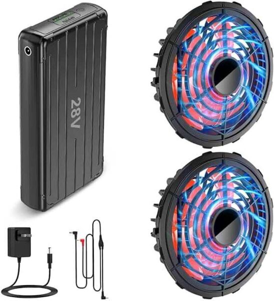 ファンバッテリーセット 空調作業服用 業界超強 28V 暴風ファン 30000mAh 大容量 日本製 熱中症 猛暑 海水浴