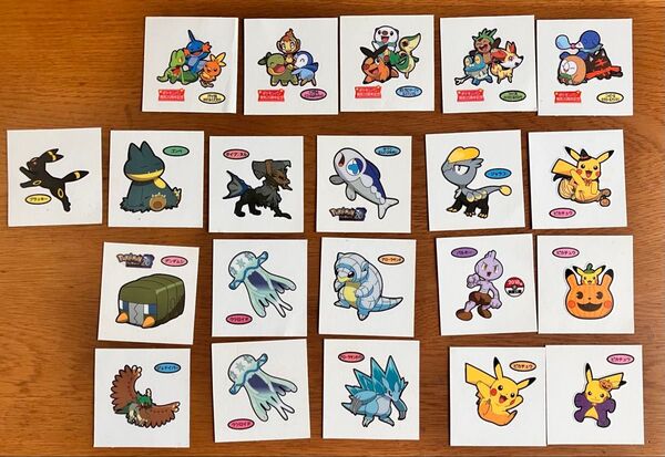 ポケモンパン発売20周年記念シール(RS以降御三家揃ってます)+アローラの頃に買ってたポケモンパンのシール 21枚