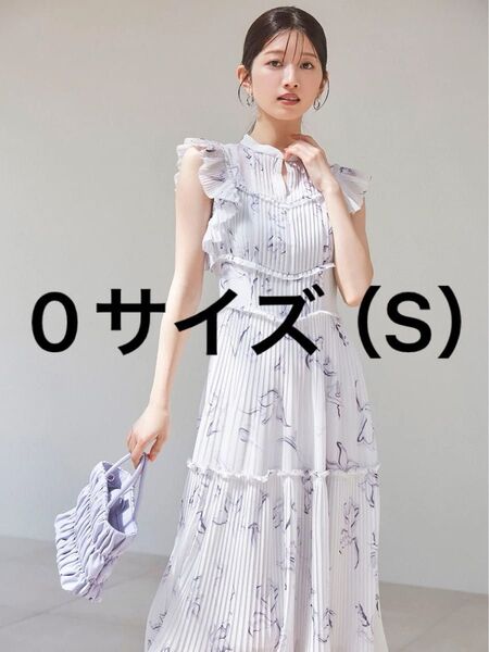 SNIDEL スナイデル Sustainableプリントプリーツワンピース BLU ブルー サイズ0 SWFO242034