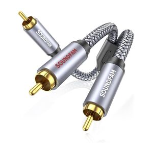 SOUNDFAM RCA Yスプリッターケーブル 1m グレー 1オス →2オス RCAオーディオケーブル AVアンプ対応