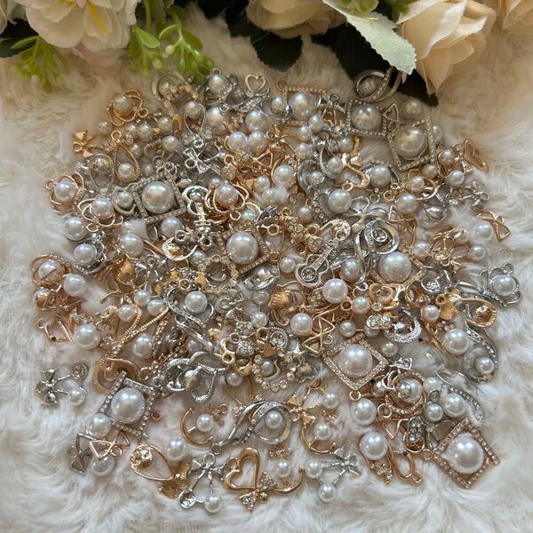 宝石 デコパーツ ハンドメイド 手作り ストーン ダイヤ 石付き パール イヤリング アクセサリー ハンドメイドチャームパーツ