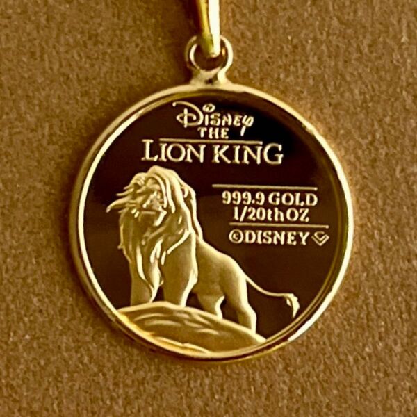 新品 ディズニー Disney ライオンキング 30周年 純金コインペンダント 1/20oz 150枚限定 純金メダル K24