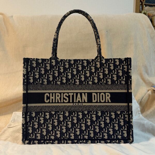DIOR BOOK TOTE クリスチャンディオール オブリーク ブックトート ミディアム キャンバスネイビー