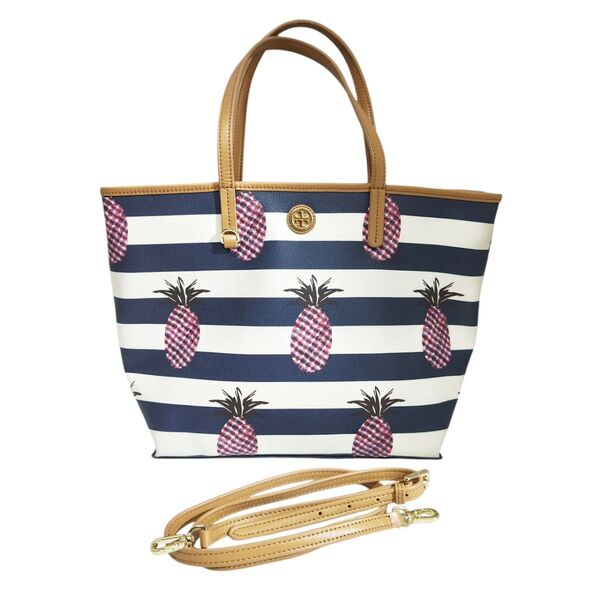 正規品☆TORY BURCH トリーバーチ レディース2wayトートバッグ A4収納可☆ 鞄レザー 通勤通学斜めがけボーダー PC
