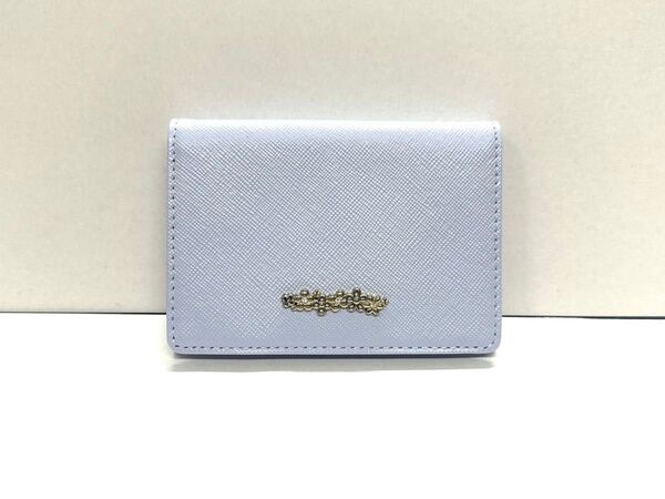 新品未使用 アフタヌーンティー 名刺ケース ワンチャーム スワロフスキー 本革製