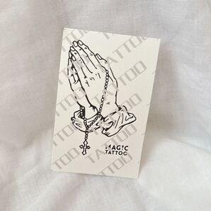 ★No.116_Praying hands/キリスト 十字架 祈り クロス 2週間で消える ジャグア タトゥーシール