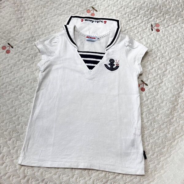 ミキハウス 90cm セーラー襟Tシャツ