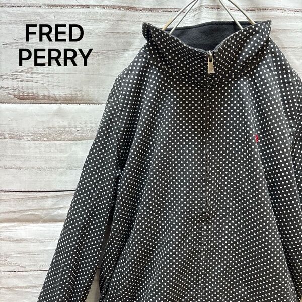 FRED PERRY ドット柄シャツブルゾン ロゴ 刺繍 ダブルジップ XL