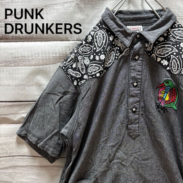 PUNK DRUNKERS ミジンコバンダナ半袖プルオーバーシャツ 刺繍