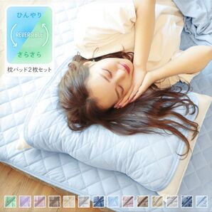 《新品未開封》冷感枕パッド【2枚組】アッシュグレー// リバーシブル★防ダニ ひんやり 枕カバー 吸湿速乾 抗菌防臭 洗える