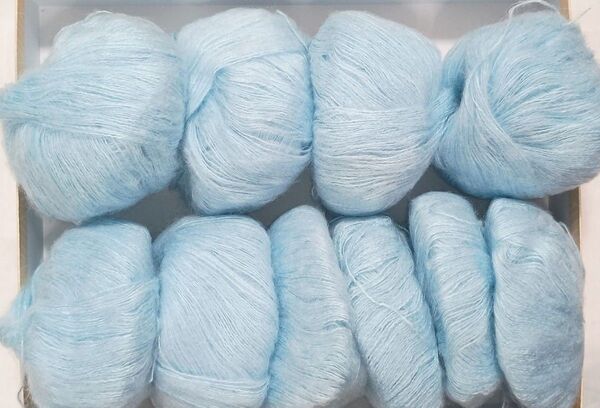 高品質毛糸 モヘア毛糸 極細 水色 10玉 編み糸あみぐるみ ニットセーター お買い得