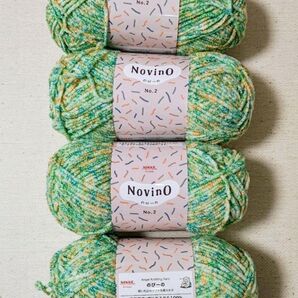 キャンドゥ セリア毛糸 NovinO のびーの 4玉セット 編み物 ベルベットヤーン モールヤーン