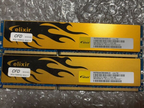 DDR3-1600(PC3-12800) デスクトップPC用メモリー 8GB×2枚組 16GB Elixir ③